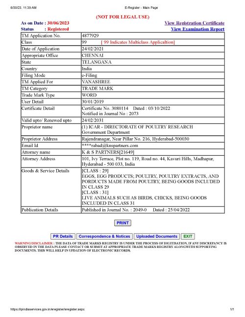 Vanashree Registered form
